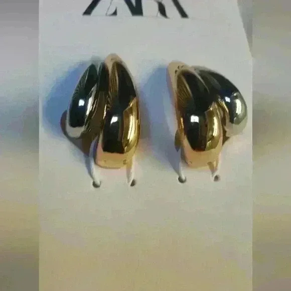 Zara Gold/Silver Tone Cuff Earrings - Picture 2 of 4